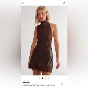 Nasty Gal Brown Lace Halter Dress